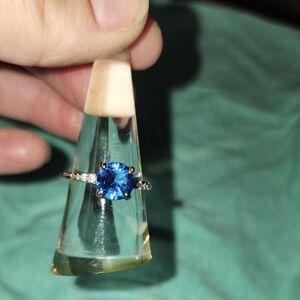 Much Admired Lab Created Light Sapphire Rhodium Plating Size 778
